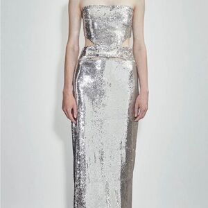 Glamorous Silver Sequin Et Ochs Ava Gown size 2